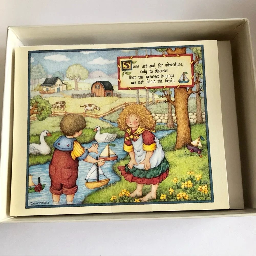 Charming Lisa A. Blowers Print Boxed Notecards Children Country Ducks